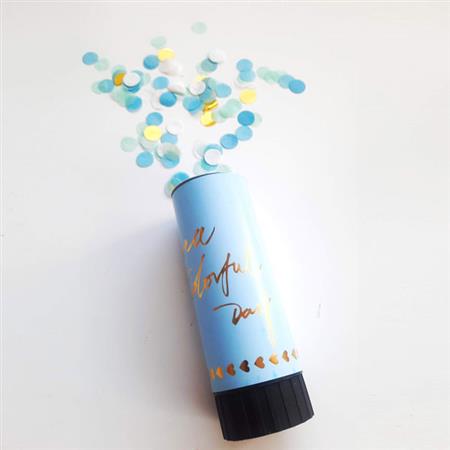 Lanza confetti celeste. Party Popper