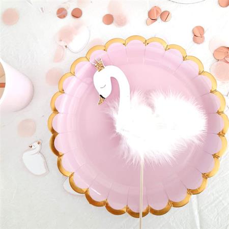 Pinche para torta Cisne con plumas para mesa o torta