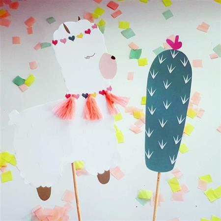 Pinche para torta Set Llama con flecos 2u