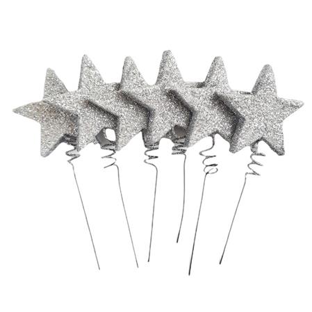 Pinches gibré estrellas plateadas 6u