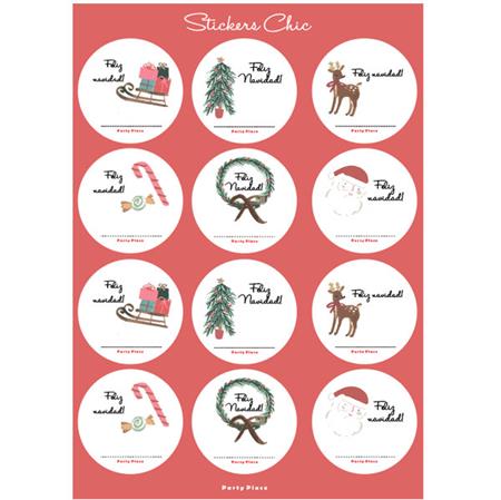 Stickers plancha Navidad Chic redondas