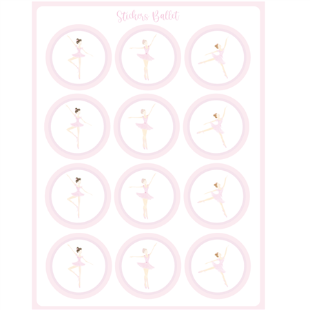 Stickers plancha redondas Bailarina 12s 1u