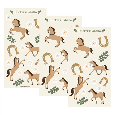 Stickers en planchitas Caballos 6u