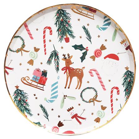 Plato flat redondo Navidad Chic 10u