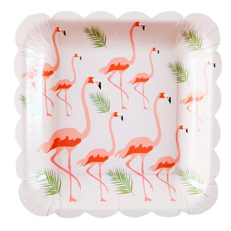 Plato cuadrado onditas Flamingo Coral 10u.