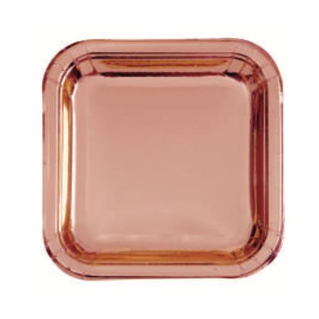 Plato cuadrado chico liso Rose Gold 10u