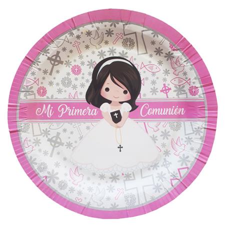 Plato comunion rosa 10u