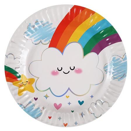 Plato redondo sol y arcoiris multicolor 6u