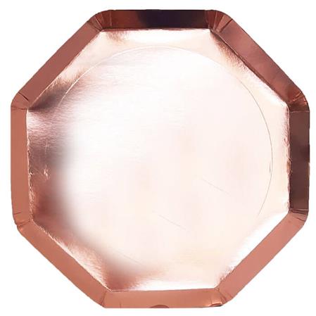 Plato flat octogonal met rose gold 10u