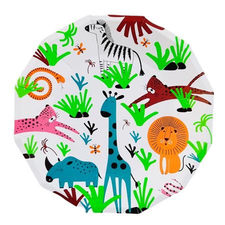 Plato octogonal animalitos Selva 8u