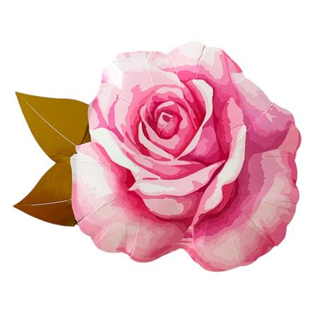 Plato forma Flor rosa con dorado 6u