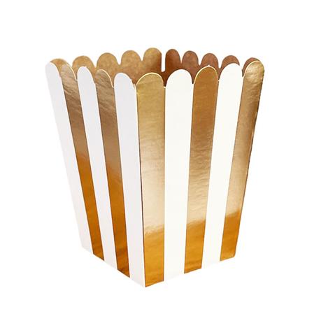 Pochoclera onditas rayas doradas con blanco 5u