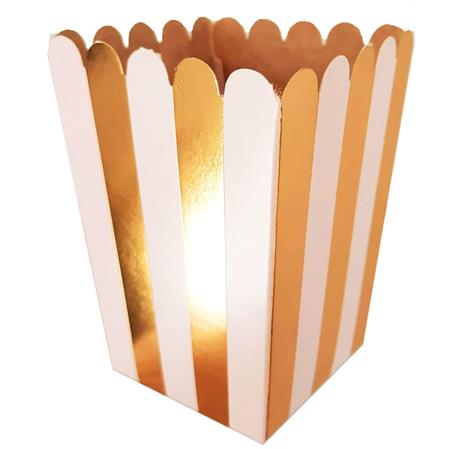 Pochoclera onditas rayas doradas con rosa 5u