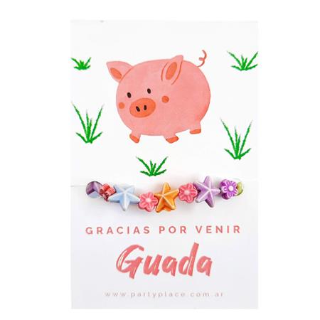 Kit souvenir Pulsera Granja rosa. Pers