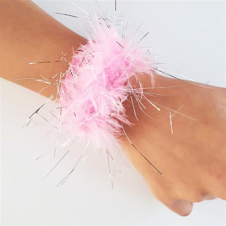 Pulsera brazalete plumas rosas