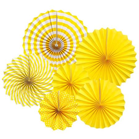 Rosetas Set rayas y lunares amarillo 6u
