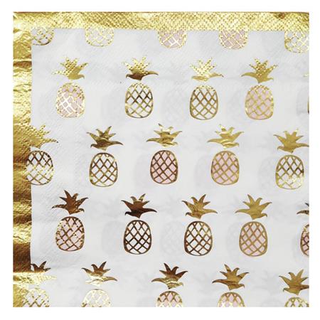 Servilleta gde. met dorada borde y Ananas foil 20u