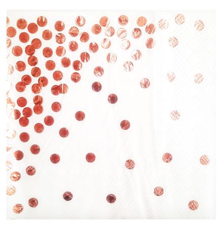 Servilleta gde. met dorada lluvia de lunares. Rose Gold 20u