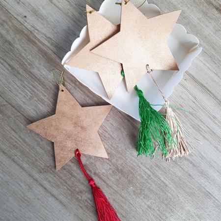 Set adornos estrellas dorados con borlas 3u