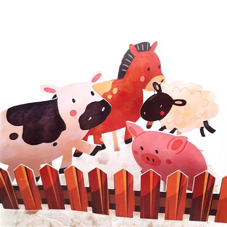 Pinche para torta Set Granja cute 5u