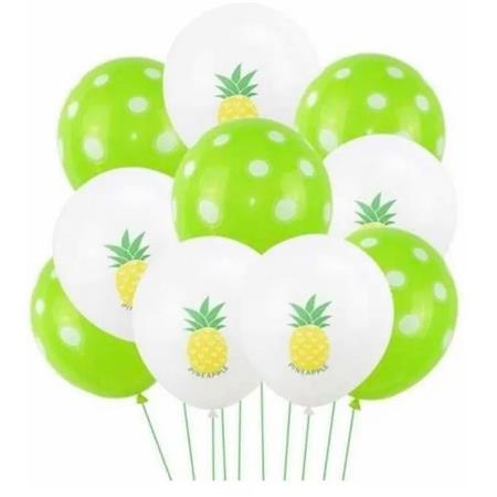 Globos Set ananá con verdes con lunares x10