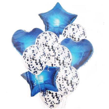 Globos Set transparentes confetti azul, EC x10