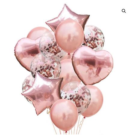 Globos Set rose gold, confetti gold, EC x10