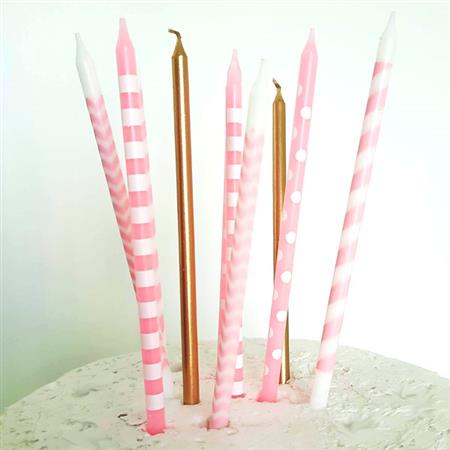 Velas mix largas Pink and gold 10u