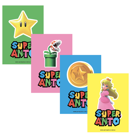 Stickers rect. gdes. Mario Peach 16u Pers