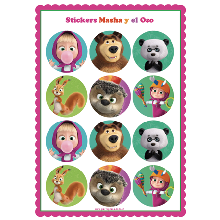 Stickers plancha Masha y el Oso 1u