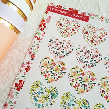 Stickers en planchitas Corazones Liberty 18s