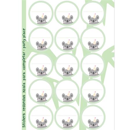 Stickers plancha redondas para personalizar Koala 15u