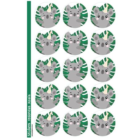 Stickers plancha redondas Koala 15u