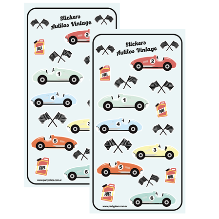 Stickers en planchitas Autitos Vintage 6u