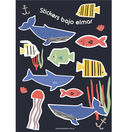 Stickers plancha Fondo del mar 10s 1u