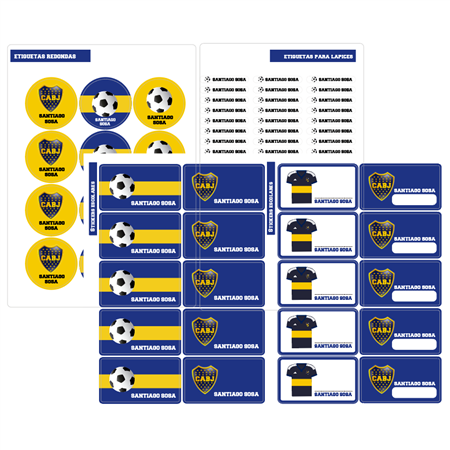Set ESCUELA. Stickers Boca Pers.