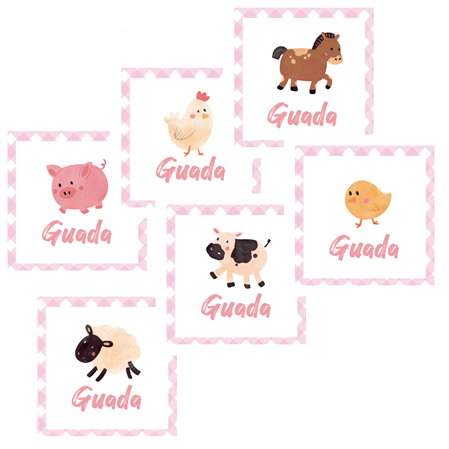 Stickers cuad. Granja Rosa 16u Pers