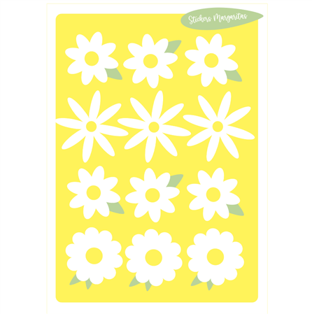 Stickers plancha Margaritas 12s 1u