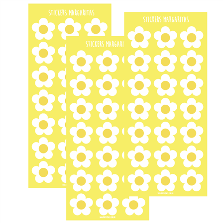 Stickers en planchitas Margaritas 6u