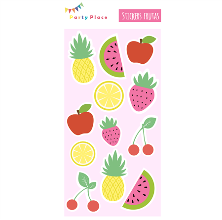 Stickers en planchitas Frutas 6u