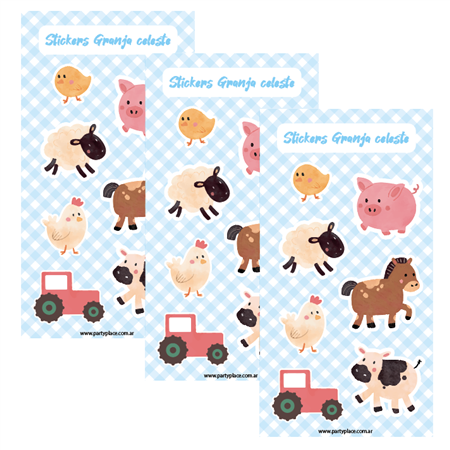 Stickers en planchitas Granja Celeste 6u