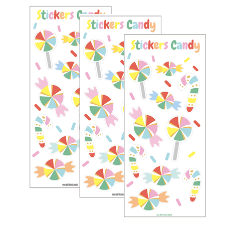 Stickers en planchitas Candys 6u
