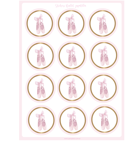 Stickers plancha redondas Bailarina zapatillas 12s 1u