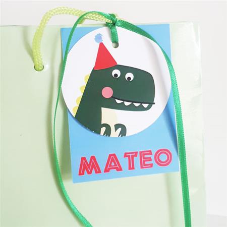 Tarjetitas dobles con cinta Baby Dino 16u Pers
