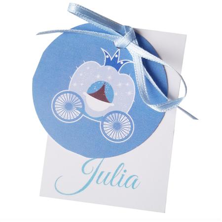 Tarjetitas dobles con cinta Cenicienta 16u Pers