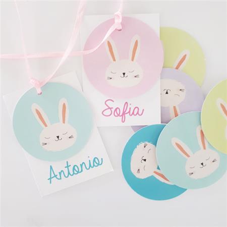 Tarjetitas dobles con cinta Conejitos 16u Pers