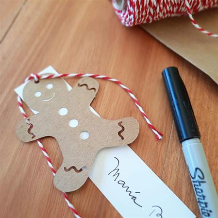Tarjetitas dobles con cinta Gingerbread Kraft 12u