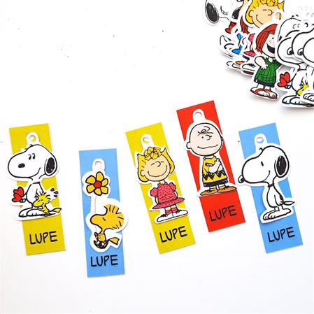 Tarjetitas dobles con cinta Snoopy 16u Pers