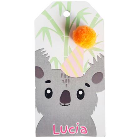 Tarjetas largas con cinta Koala con pompón 12u