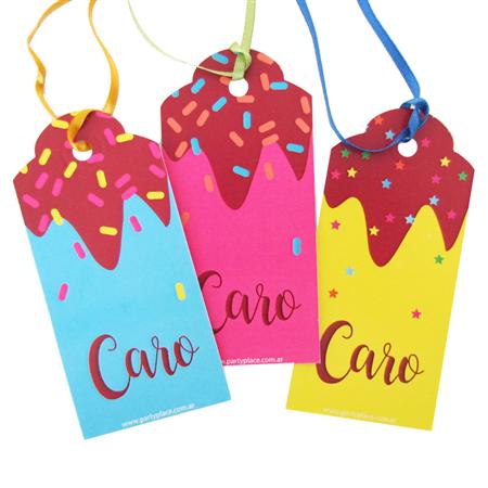 Tarjetas largas con cinta Helados 18u